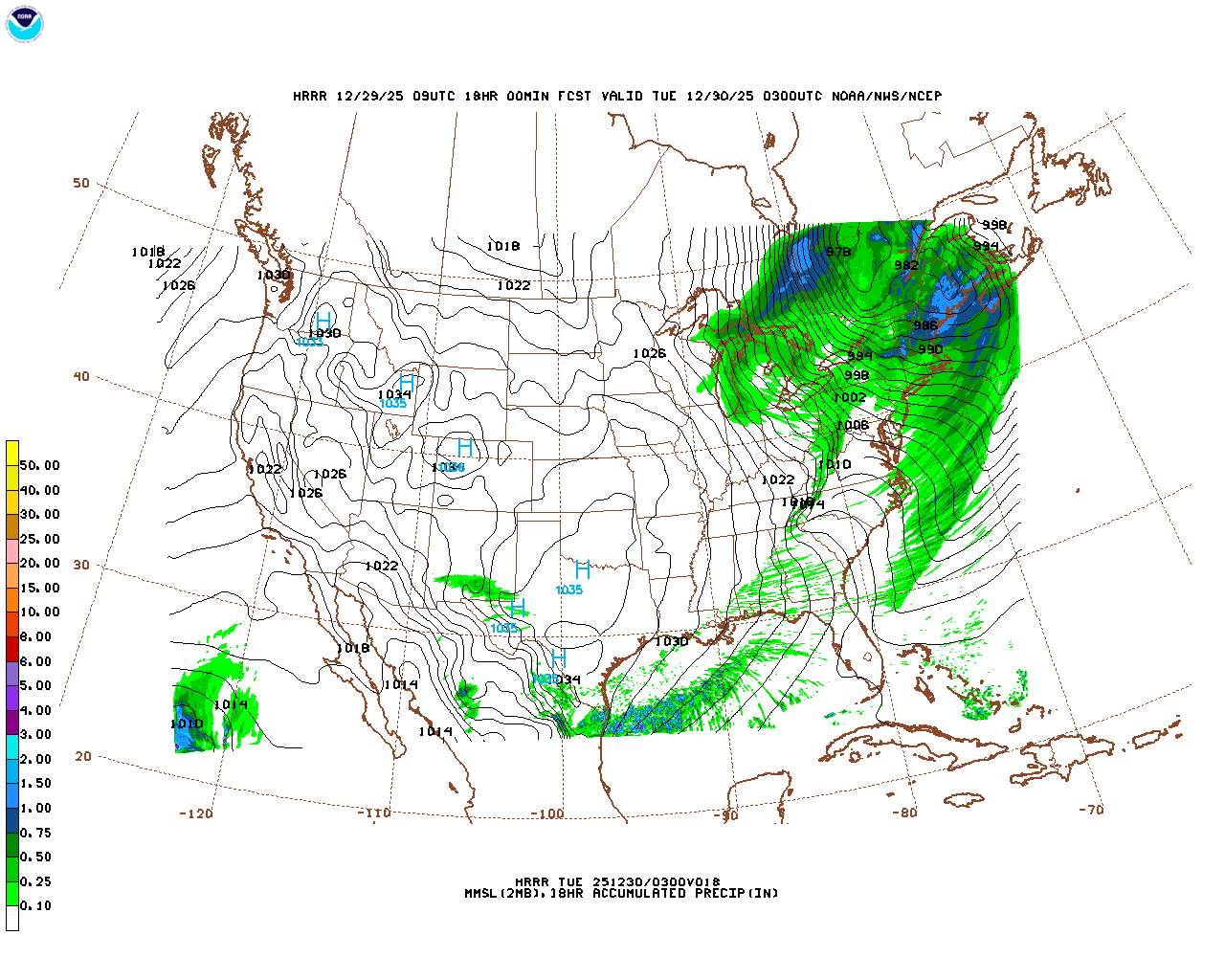Click to enlarge the hourly precipitation forecast Latest 18 hour total precipitation forecast