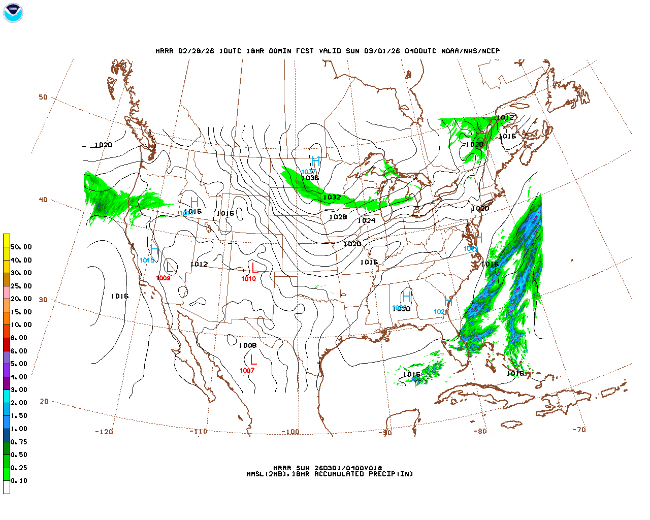 Click to enlarge the hourly precipitation forecast Latest 18 hour total precipitation forecast