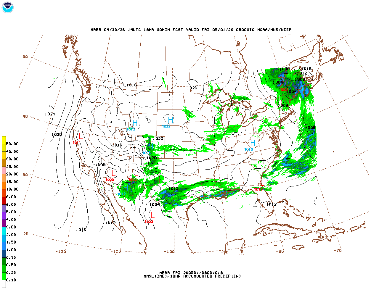 Click to enlarge the hourly precipitation forecast Latest 18 hour total precipitation forecast