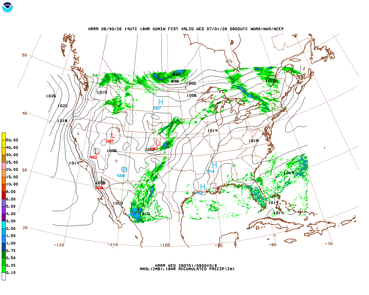 Click to enlarge the hourly precipitation forecast Latest 18 hour total precipitation forecast