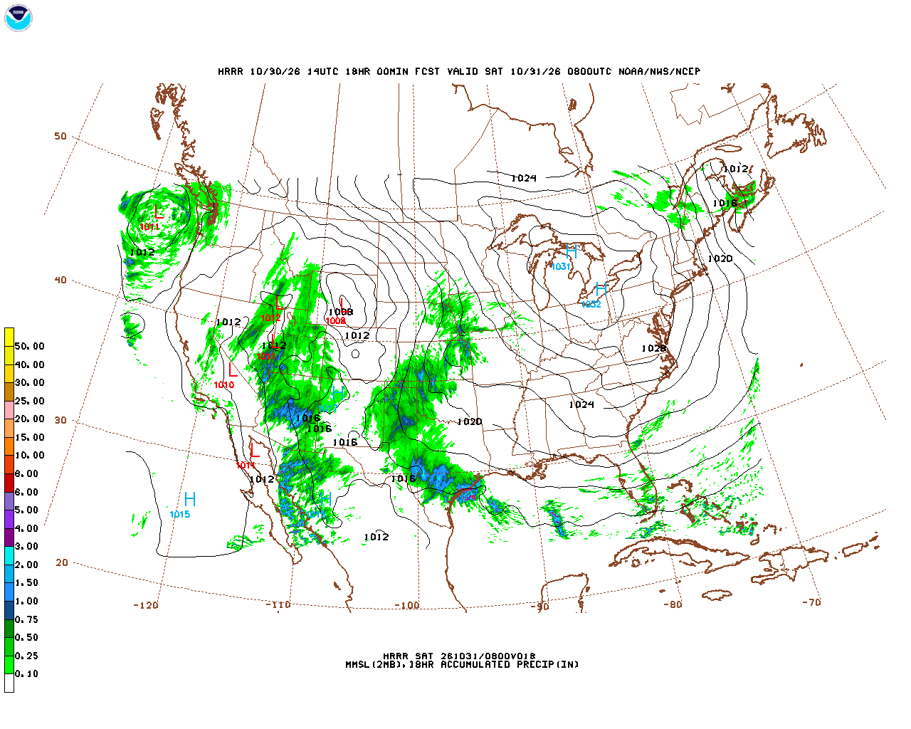 Latest 18 hour total precipitation forecast
