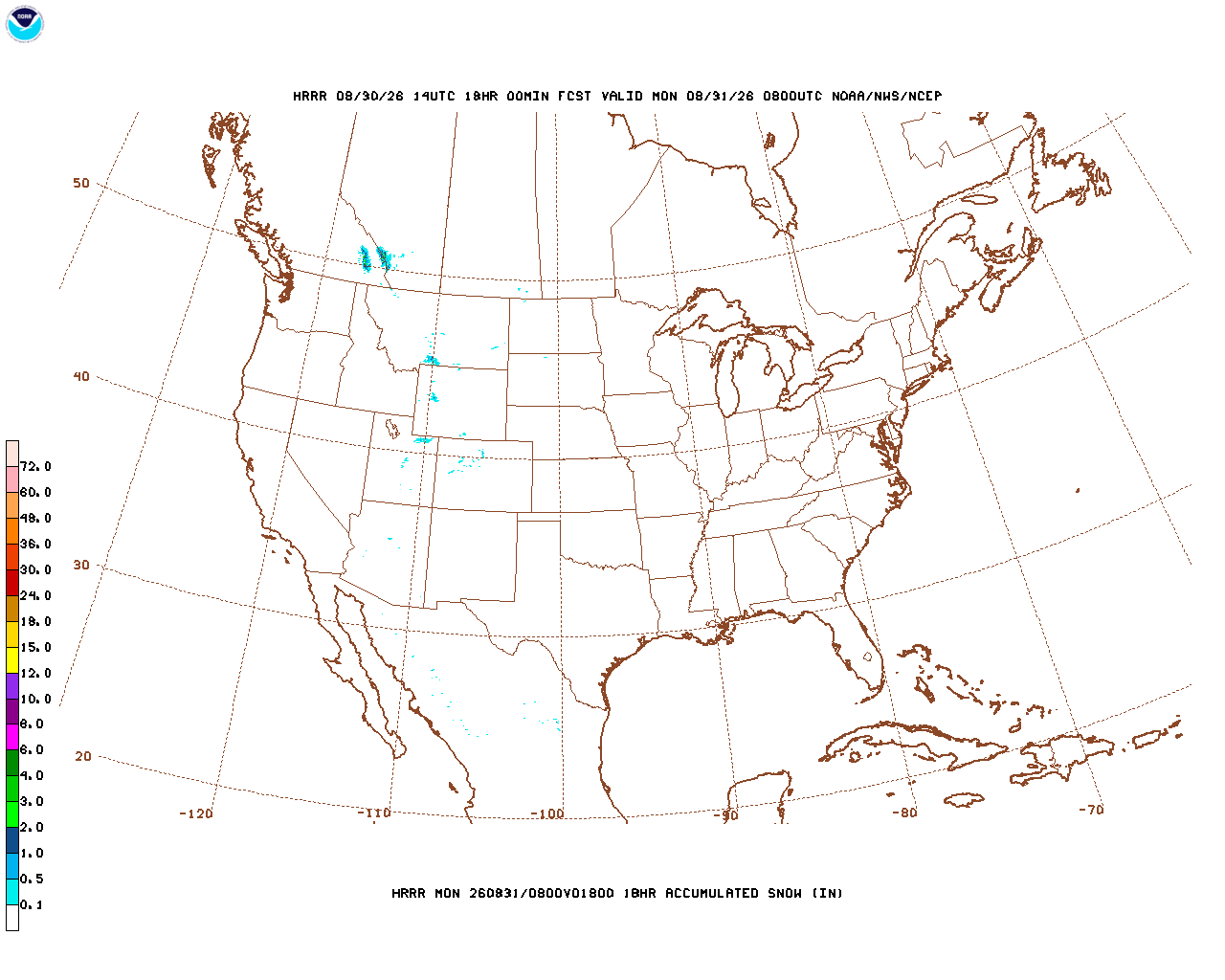 Latest 18 hour total precipitation forecast