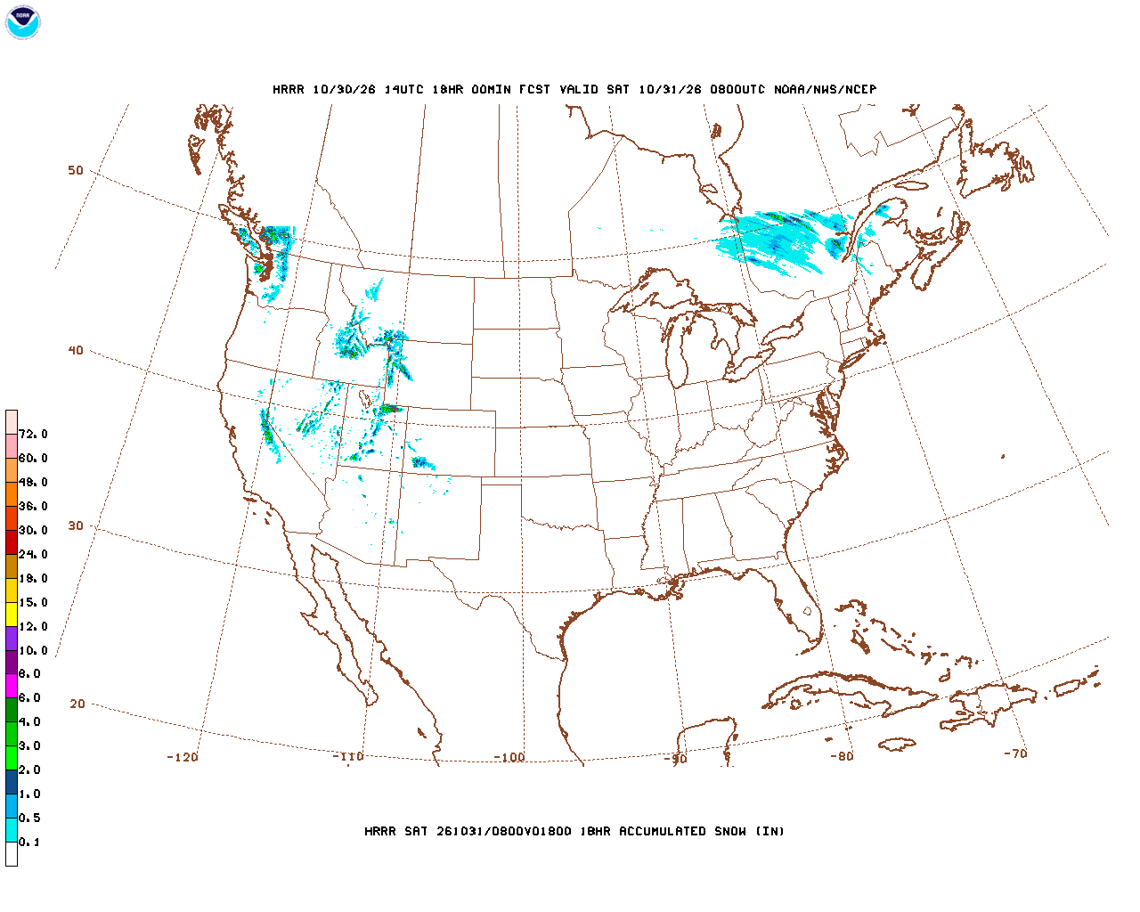 Latest 18 hour total precipitation forecast