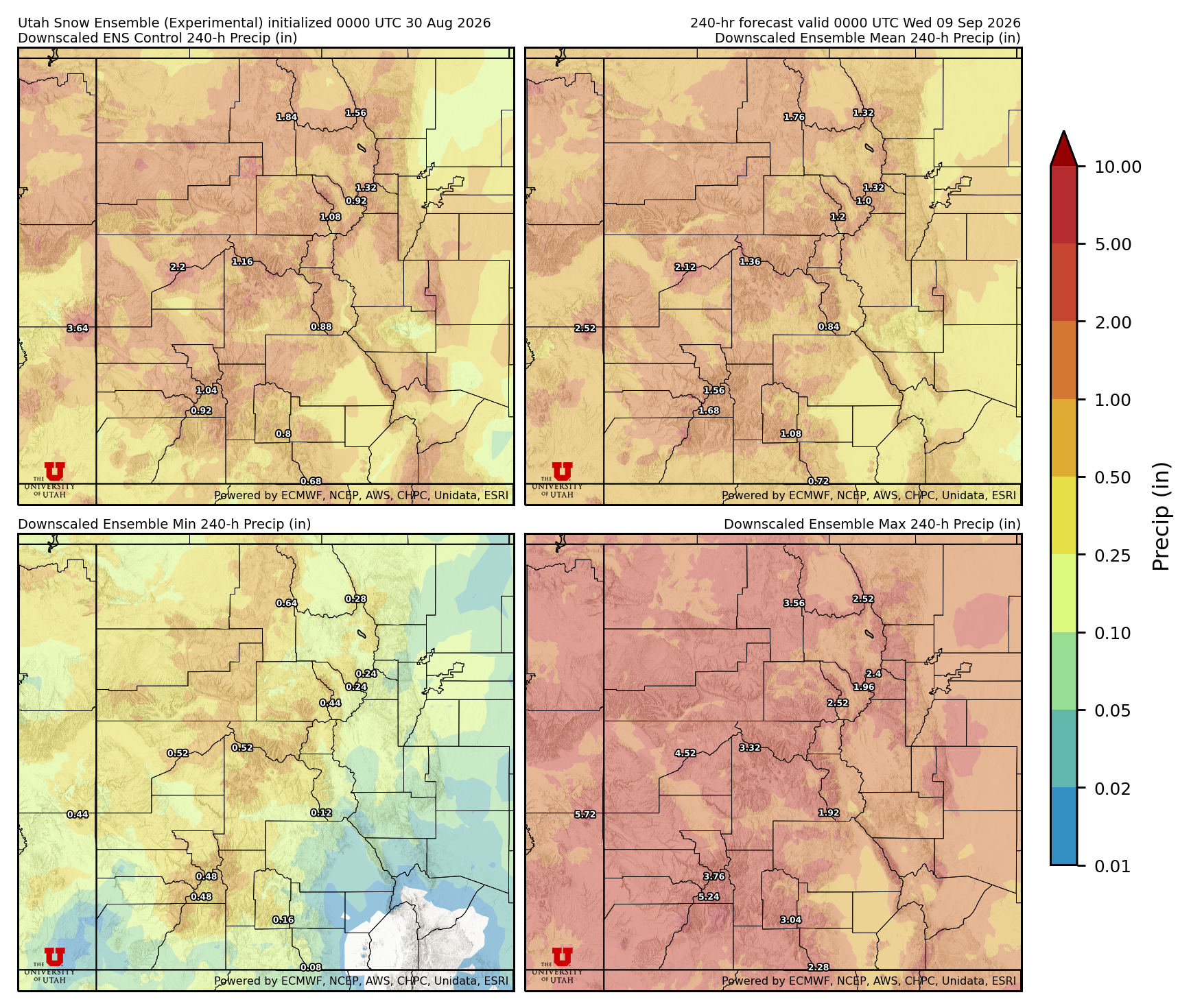 Latest NAEFS total precipitation forecast