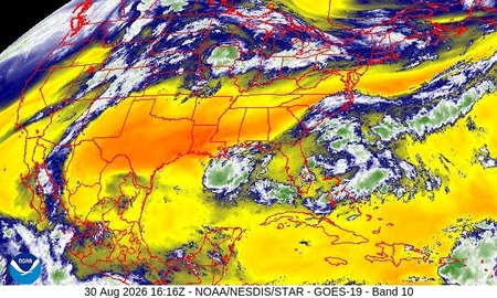 latest image of Eastern US water vapor