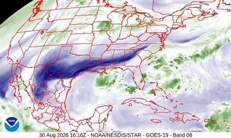 latest image of Eastern US water vapor