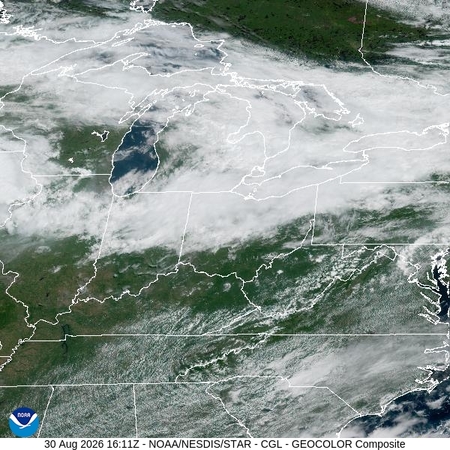 latest image of Central Great Lakes  geocolor
