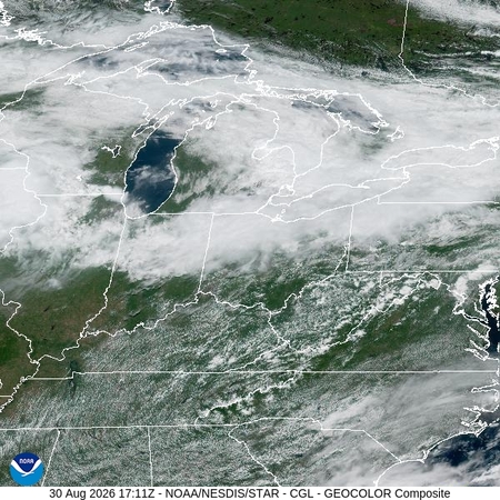 latest image of Central Great Lakes  geocolor