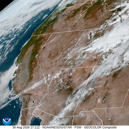 latest image of Pacific Southwest geocolor